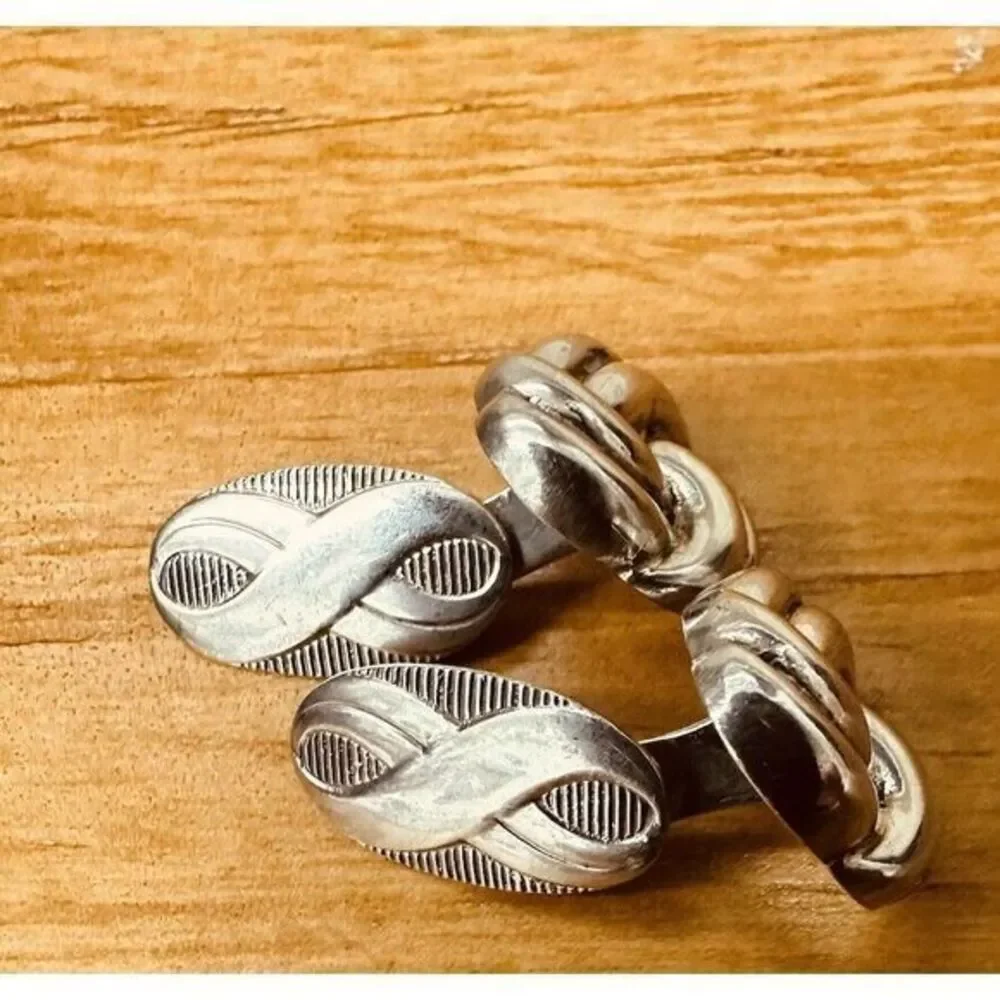 Love Knot Infinity European Cufflinks Hallmarked 835 Silver Figure 8‎ Vintage